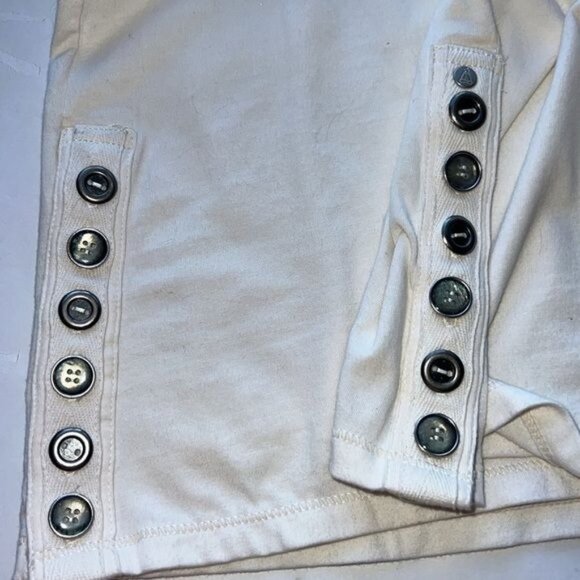 Neon Buddha 3/4 Sleeve White Top Womens Size L w/ Button Detail Cotton Blend - Picture 5 of 6